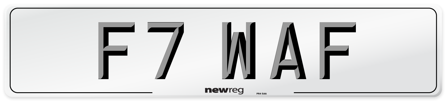 F7 WAF Number Plate from New Reg
